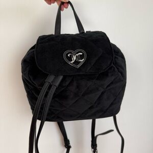 Juicy Couture Black Quilted Backpack Set Heart Logo Mini Pouch Y2K Bag NWT